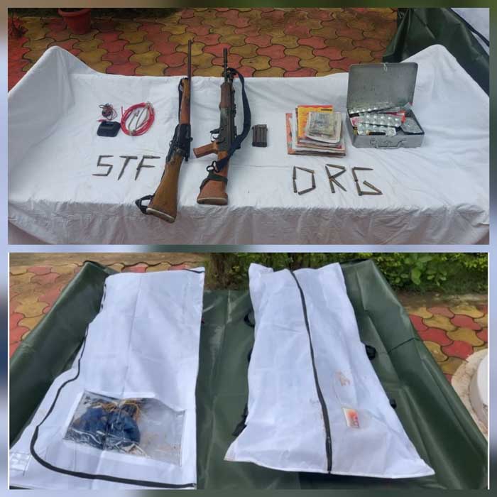 छत्तीसगढ़ के अबूझमाड़ मुठभेड़ में मारी गई 6 लाख की दाे महिला ईनामी नक्सली,हथियार बरामद