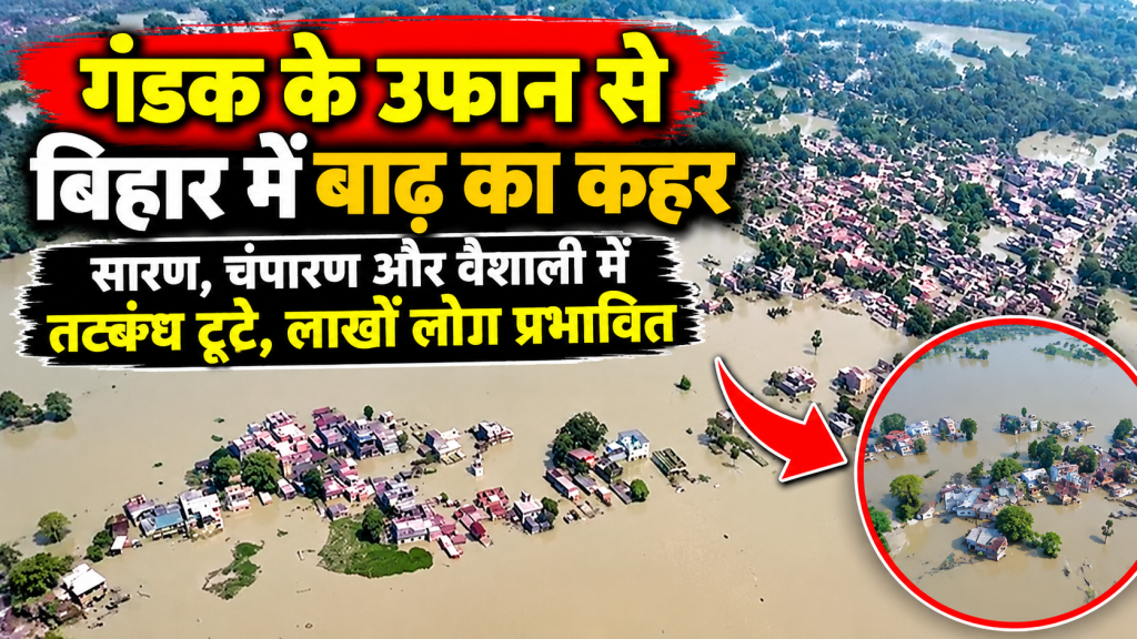 गंडक के उफान से सारण-चंपारण-वैशाली में बाढ़ से हालात बिगड़े,कई जगह तटबंध टूटे,गांवों में घुसा पानी
